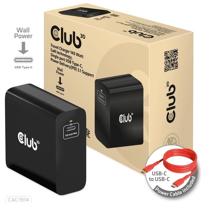 Image of Club3d Cac-1914 Caricabatterie per Dispositivi Mobili Nero Interno