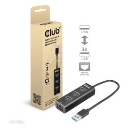 Club3d CSV-1430A USB 3.2 Gen1 Type-A 3 Porte Hub con Gigabit Ethernet