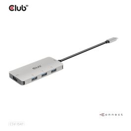 Club3d CSV-1547 Hub di Interfaccia Usb 3.2 Gen 2 Type-c 10000 Mbit/s Nero/Argento