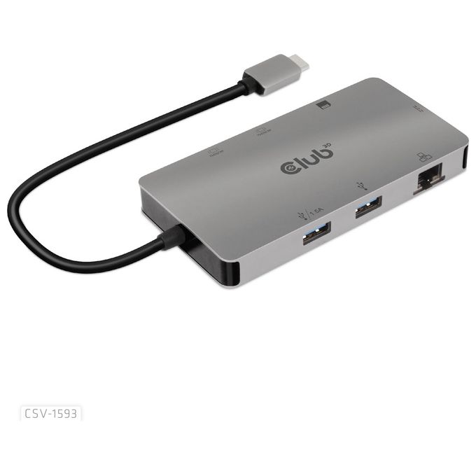 Club3d CSV-1593 Hub di Interfaccia Usb 3.2 Gen 1 Type-C 16200Mbit/s Metallico