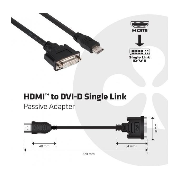 Club3d HDMI to DVI Single Link Passive Adapter