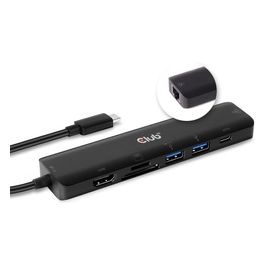 Club3D Hub USB Tipo C 7 in 1 a HDMI 4K60Hz /SD-TF Slot per Schede 2x Usb Tipo A/Usb Tipo C PD / RJ45