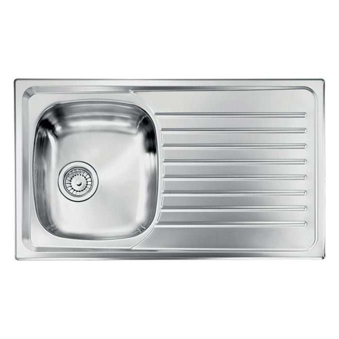 CM 010443SCSSX serie Siros 3'' Lavello Acciaio inox Spazzolato da incasso Gocciolatoio a Destra 1 Vasca 86X50cm