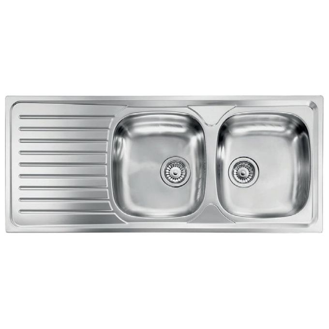 CM 010447DCSSX Serie Siros 3'' Lavello Acciaio inox Spazzolato da incasso Gocciolatoio a Sinistra 2 vasche 116X50cm