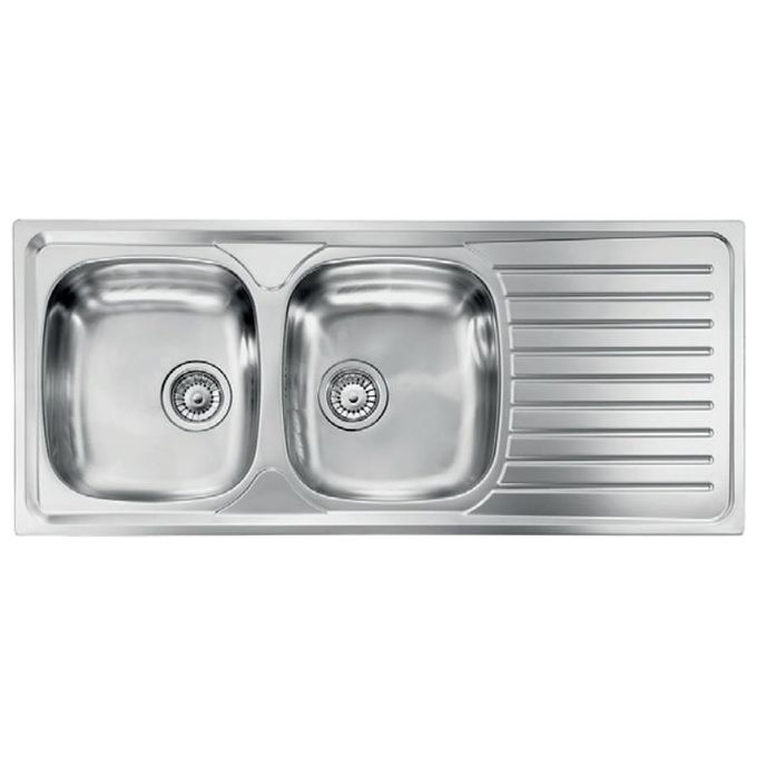 CM 010447SCSSX Serie Siros 3'' Lavello Acciaio inox satinato da incasso Gocciolatoio a Sinitra 2 vasche 116X50cm