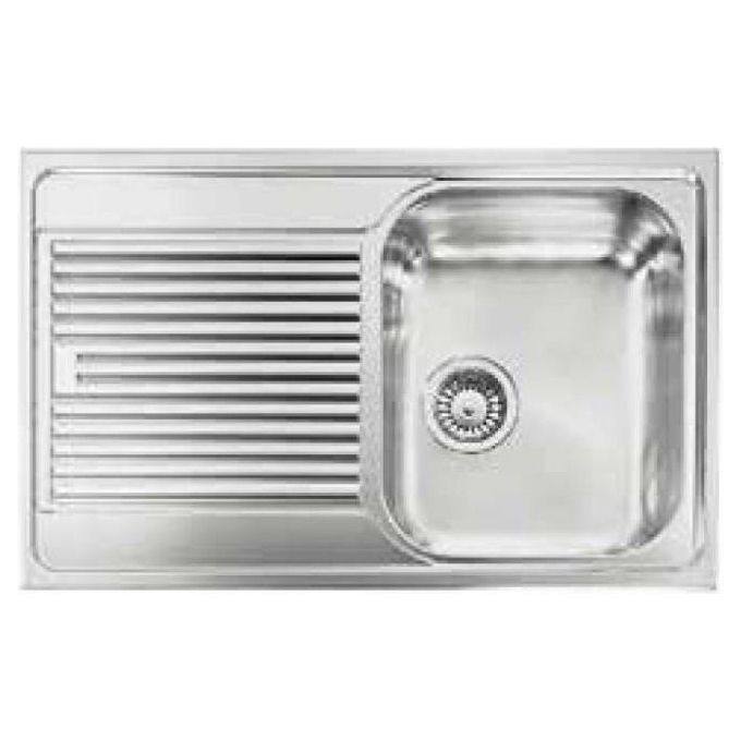 CM Zenith Plus 011251DCSSP - Lavello da incasso 1 vasca + gocciolatoio sinistro, Acciaio inox satinato, 79x50 cm, da incasso, Inox satinato