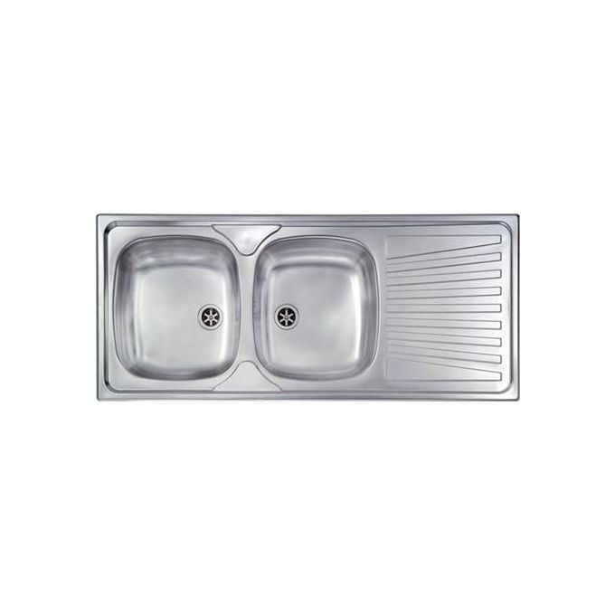 CM 011545SCSSP Serie Mondial 3'' Lavello Acciaio Inox Spazzolato da Incasso Gocciolatoio a Destra 2 vasche 100X50cm