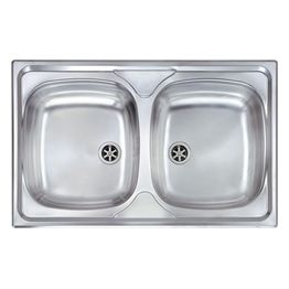 CM 011552XCSSX Serie Mondial 3" Lavello Acciaio inox prelucidato da incasso 2 Vasche 79X50cm