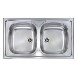 CM 011554XCSSX Serie Mondial 3" Lavello Acciaio inox prelucidato da incasso 2 Vasche 86X50cm