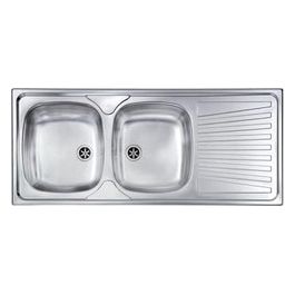 011557SCSSX Serie Mondial 3" Lavello Acciaio inox prelucidato da incasso Gocciolatoio a Destra 2 vasche 116X50cm