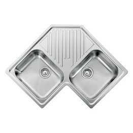 CM 011840XCSSP Serie Ilaria 3" Lavello Acciaio Inox Satinato Angolare da incasso Gocciolatoio centrale 2 Vasche 83x83cm