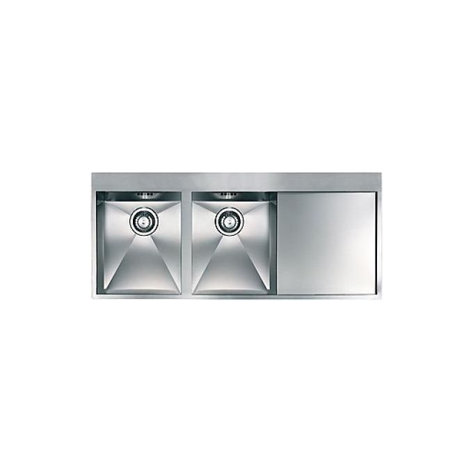 CM 012963SCSSP Serie Filoquadra Mix 3'' Lavello Acciaio inox satinato da Incasso Slim Gocciolatoio a Destra 2 Vasche 116X50cm