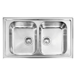 015724XCSSP Serie Levante 3" Lavello Acciaio inox satinato da incasso 2 Vasche 86x50cm