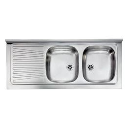 CM 031037DCSSX Serie Mondial IX Mondial Lavello Acciaio inox prelucidato da incasso Appoggio Gocciolatoio a Sinistra 2 Vasche 120X50cm