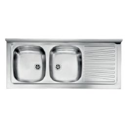 CM 031037SCSSX Serie IX Mondial Lavello Acciaio inox prelucidato da incasso Appoggio Gocciolatoio a Destra 2 Vasche 120X50cm