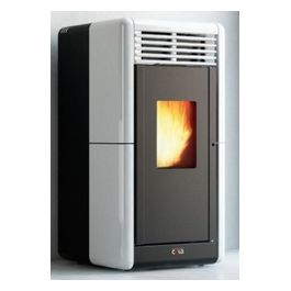 Stufa a Pellet Calla Canalizzabile Ventilata Top e Frontalino in Maiolica Bianco