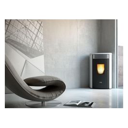 Stufa a Pellet Mimosa Canalizzabile ad Angolo Ventilata Top e Griglia Bianca