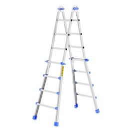 Scala EIFFEL 4+5 In Alluminio Altezza Massima 4,3 M Gradini Zigrinati Piedini Antisdrucciolevoli E Antiruggine
