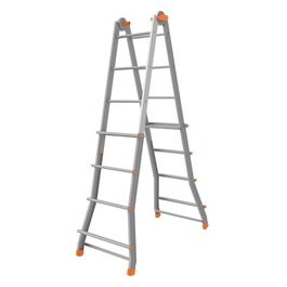 Scala PRATIC 5+5 In Acciaio Altezza Massima 4,6 M Gradini Zigrinati Piedini Antisdrucciolevoli