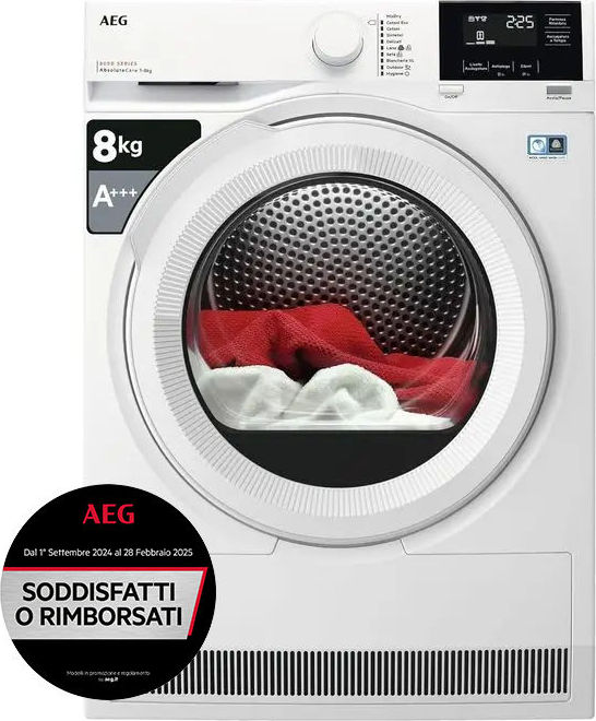 [ComeNuovo] AEG TR8G83GW Serie 8000 AbsoluteCare Asciugatrice a Pompa di Calore Classe energetica A+++ Capacita' di Carico 8 Kg Motore Inverter Cesto ProTex XXL
