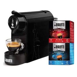[ComeNuovo] Gioia Macchina Caffe' Espresso per Capsule in Alluminio Incluse 32 Capsule Supercompatta Serbatoio 500ml  Nero