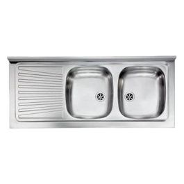 ComeNuovo 031037DCSSX Lavello Acciaio Inox da Incasso con Gocciolatoio a Sinistra 120x502 Vasche Modello Mondial IX