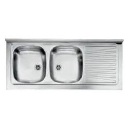 Serie IX Mondial Lavello in Acciaio Inox Prelucidato da Incasso con Gocciolatoio a Destra 2 Vasche 120x50cm