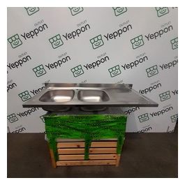 	[ComeNuovo] Serie IX Mondial Lavello in Acciaio Inox Prelucidato da Incasso con Gocciolatoio a Destra 2 Vasche 120x50cm