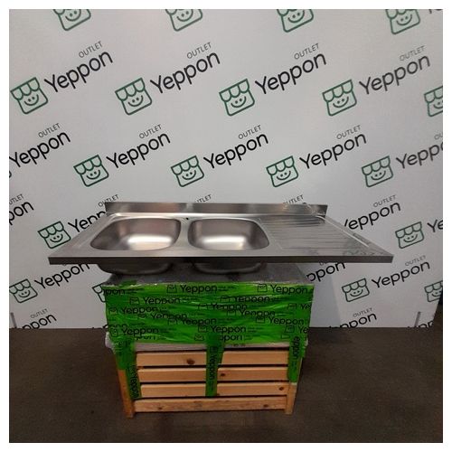 	[ComeNuovo] Serie IX Mondial Lavello in Acciaio Inox Prelucidato da Incasso con Gocciolatoio a Destra 2 Vasche 120x50cm