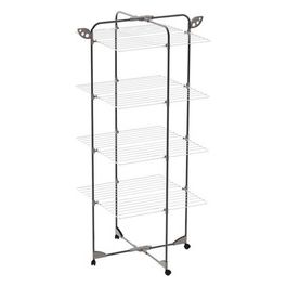 [ComeNuovo] Stendibiancheria a torre Alpina 40 metri nero con ruote ideale per utilizzo domestico e portagrucce ribaltabile