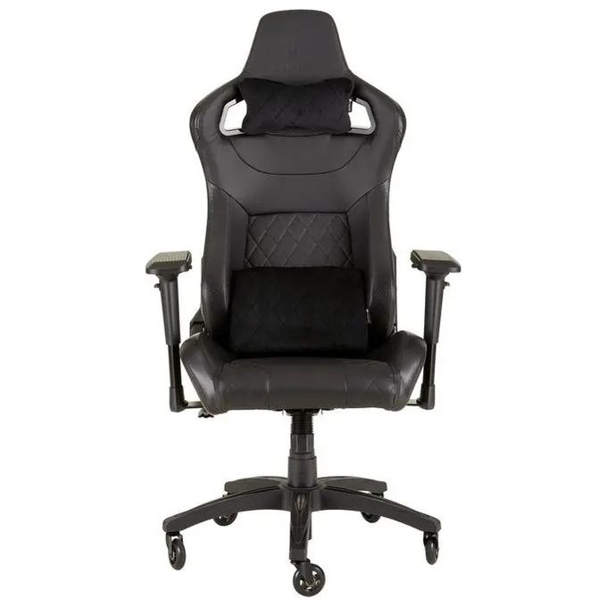 [ComeNuovo] Corsair T1 Race, Sedia da gioco da corsa in ecopelle, facile da montare, girevole ergonomica, altezza regolabile e braccioli 4D, supporto lombare, comoda con poltrona reclinabile, Nero
