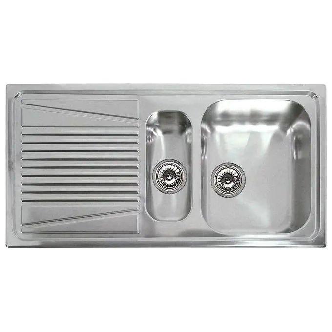 Image of [ComeNuovo] ELLECI Lavello Inox River 475 100X50 2 Vasche con gocciolatoio Satinato Cartone