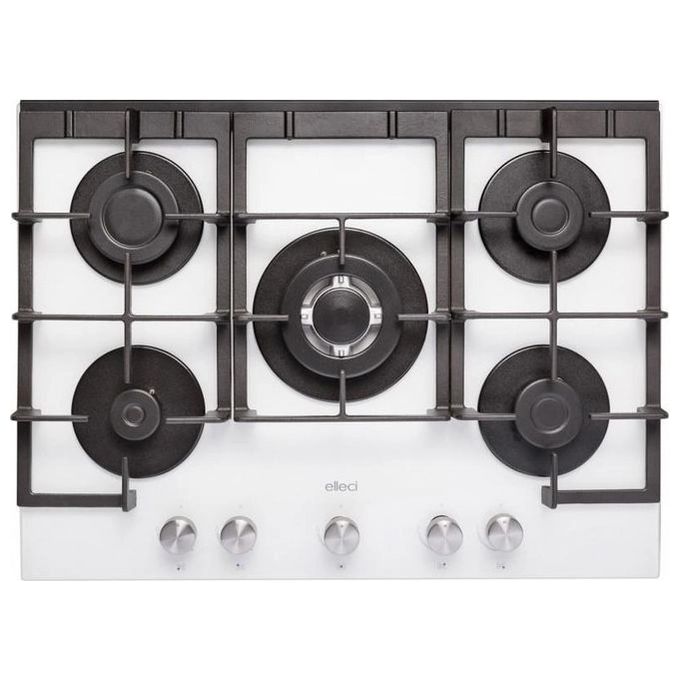 Image of [ComeNuovo] Elleci PKCQ70296CS Linea Quadro Piano Cottura a Gas 5 Zone 1 Tripla Corona centrale Griglie in ghisa 70 cm Bianco Assoluto