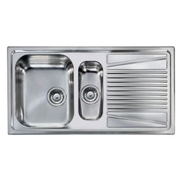 [ComeNuovo] River 475 LIR475ANSSX - Lavello da incasso 1,5 vasche + gocciolatoio, Acciaio inox satinato antigraffio, 100x50 cm, da incasso, Inox satinato