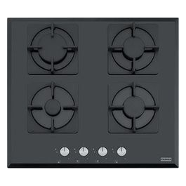 [ComeNuovo] FHNS 604 4G BK C Linea Smart Linear Piano Cottura a Gas 4 Zone Griglie in Ghisa 60 cm Cristallo Nero 106.0489.940