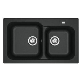 [ComeNuovo] KID 620-39-33 Kite Lavello in Tectonite da incasso Sopratop 1 Vasca e 1/2 Nero 83x50cm 143.0653.613