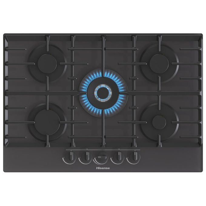 [ComeNuovo] Hisense GG773B - Piano cottura a gas, 75 cm, 5 fuochi, griglie in ghisa, design elegante, Nero
