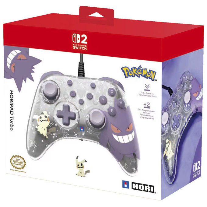 [ComeNuovo] Hori NSX-090E HORIPAD Turbo Controller Cablato Nintendo Switch 2 Gengar Mimikyu Pulsanti Posteriori Programmabili colore Viola