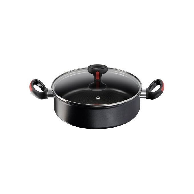 Image of LAGOSTINA Tegame Linea Rossa con Coperchio in Vetro Nero da 26 cm Ideale per Cucina Versatile e Resistente