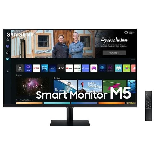 [ComeNuovo] Samsung Smart Monitor M5 (S27BM500), Flat 27'', 1920x1080, Full HD, Piattaforma Smart TV (Amazon Video, Netflix), Airplay, Mirroring, Office 365, Wireless Dex, Casse Integrate, IoT Hub, WiFi, HDMI