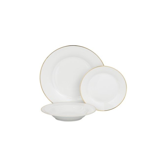 Image of CASA COLLECTION Set Tavola 18 Pezzi Sogno Filo Oro in Porcellana per Un Elegante Servizio di Piatti