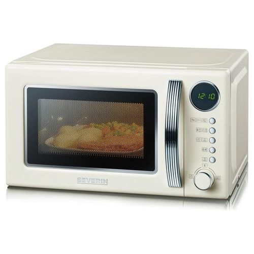 [ComeNuovo] MW 7875 – Forno a microonde con grill, 20 L, 800 W (microonde) + 1 000 W (grill), Classe A, Funzioni: microonde, grill, cottura combinata, funzione scongelamento, timer 30 min , piatto rotante Ø 24,5 cm, colore crema