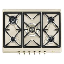 [ComeNuovo] SRV876POGH Piano Cottura a Gas 5 Zone Griglie in Ghisa Estetica Coloniale 75 cm Panna