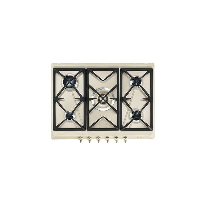 Image of [ComeNuovo] Smeg SRV876POGH Piano Cottura a Gas 5 Zone Griglie in Ghisa Estetica Coloniale 75 cm Panna