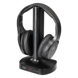 [ComeNuovo] Trevi FRS 1480 R Cuffia Stereo per TV Ricevitore RF Wireless Senza Fili Base di Ricarica Digitale Ottico Jack 3.5mm Nero