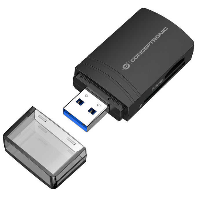 Conceptronic BIAN06B Lettore Schede USB 3.2 2 Slot MicroSD-SD 5000 Mbit-s Nero