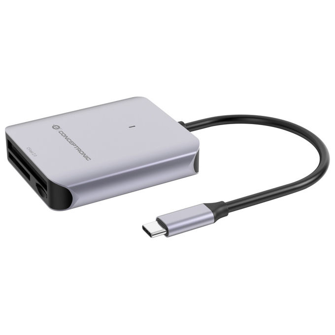Conceptronic BIAN09G Lettore Schede Multi-Card USB-C 3.2 Gen 2 Grigio Alluminio Alta Velocita'