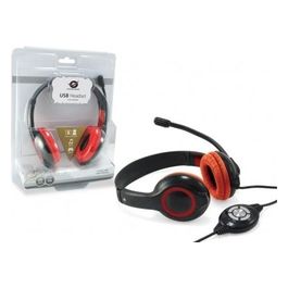 Conceptronic Cuffia con Microfono on Cavo Usb 2mt Rosso