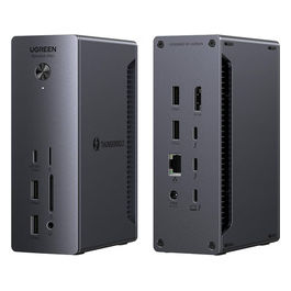 Conceptronic, Docking Station 13-in-1, Thunderbolt 4, Alluminio, Nero