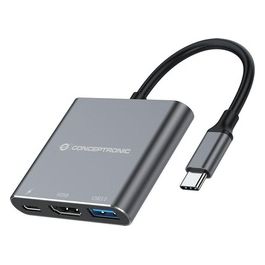 Conceptronic DONN18G Replicatore di Porte e Docking Station per Laptop Cablato Usb 3.2 Gen 1 Type-c Grigio